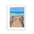 Plakat w ramie 30x40 - Pomost ku Morzu - pomost na plaży, morze - rama biała