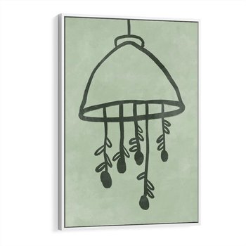 Obraz w ramie 70x100 - Zieleń Inspirującego Spokoju - plakat z abstrakcyjną zieloną lampą, skandynawski design - rama biała