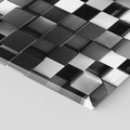 Obraz na płótnie 40x40 - Abstrakcyjna Szachownica: Gra Kolorów w 3D - 3D, abstrakcja