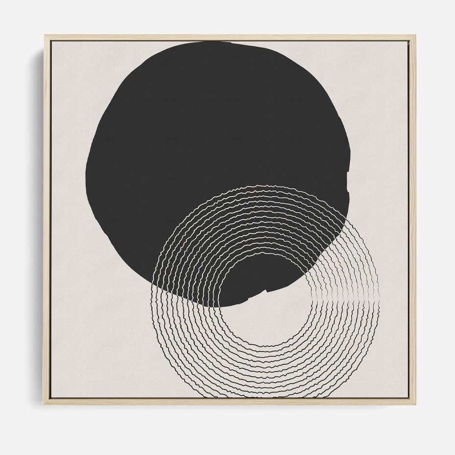 Obraz w ramie 50x50 - Migotliwa Opowieść - abstrakcyjna kompozycja, okręgi - rama drewno