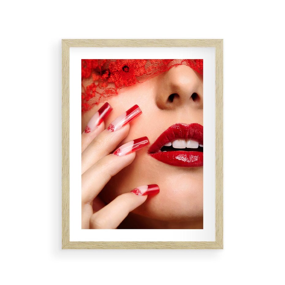 Plakat w ramie 30x40 - Piękno manicure: kolory i elegancja - paznokcie, manicure - rama drewno