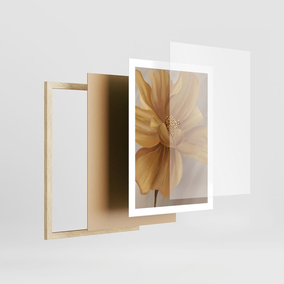 Plakat w ramie 50x70 - Kwiaty malowane olejem - eksplozja kolorów - kwiaty, malowane - rama drewno