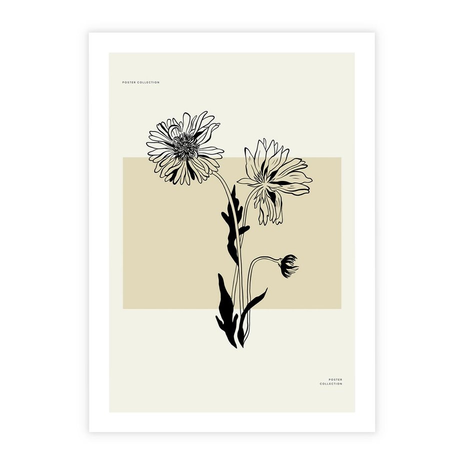 Plakat bez ramy 30x40 - Kwiatowe Płótno - kwiaty, typografia