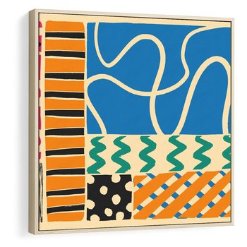 Obraz w ramie 50x50 - Etno Boho - etno ornamenty, boho klimat - rama drewno