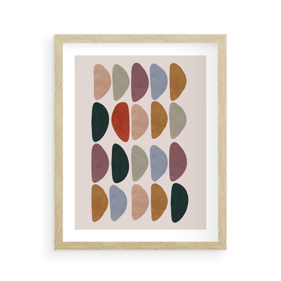 Plakat w ramie 40x50 - Granice Boho - abstrakcyjny obraz, geometryczna kompozycja - rama drewno