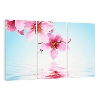 Obraz na płótnie 120x80 - Kwiatowa oaza nad wodą - kwiaty, woda