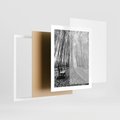 Plakat w ramie 40x50 - Spadające Liście - czarno białe zdjecie, park - rama biała