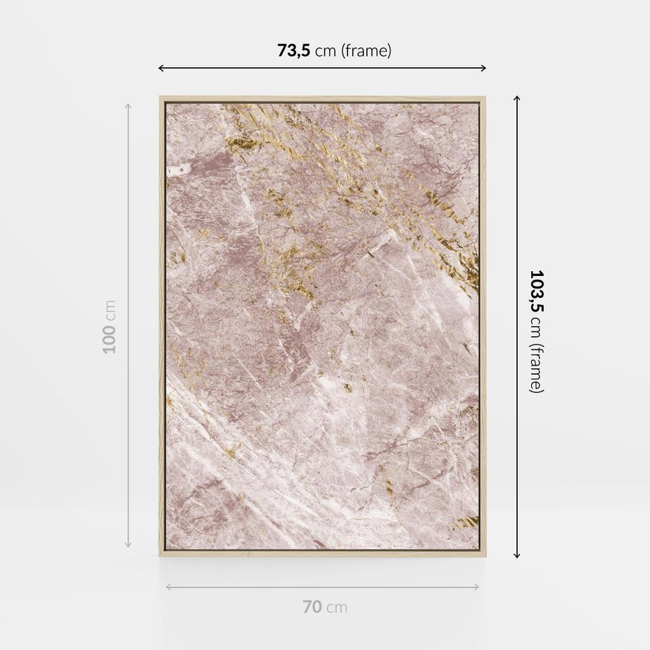 Obraz w ramie 70x100 - Wyjątkowa Stylizacja - marmur, złoto - rama drewno