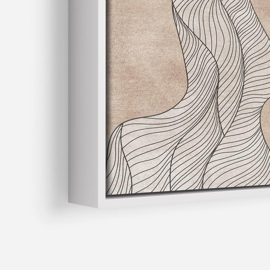 Obraz w ramie 100x70 - Symfonia uczuć i kształtów - delikatna kompozycja, falujące linie - rama biała