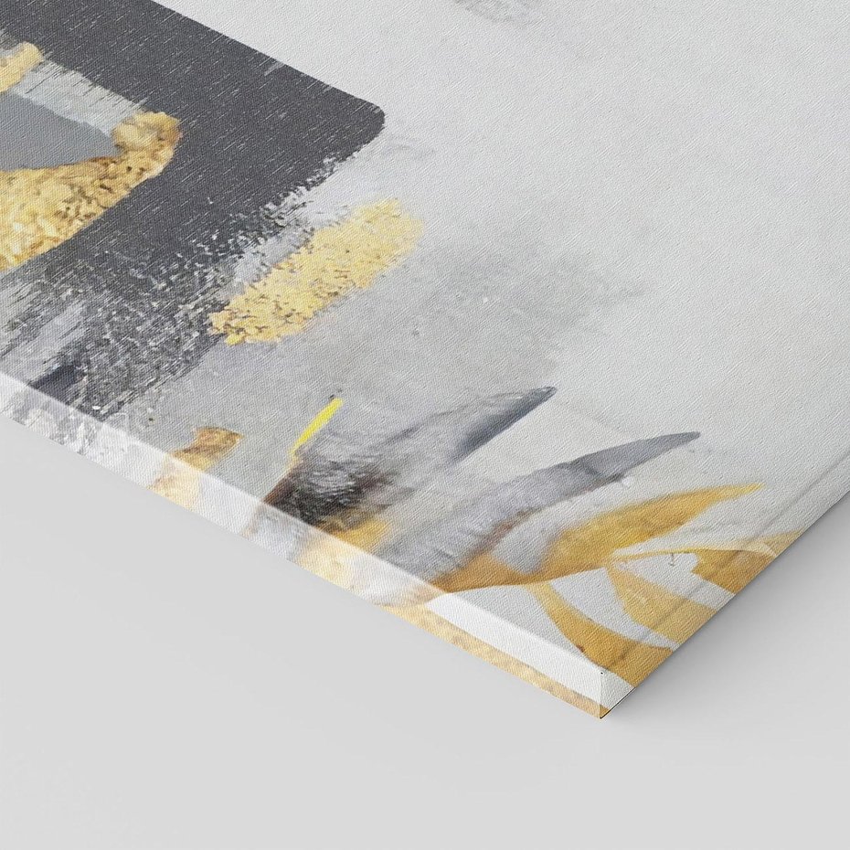 Obraz na płótnie 70x100 - Złote Palmy w Stylu Modern - geometryczne złote linie, szare tło