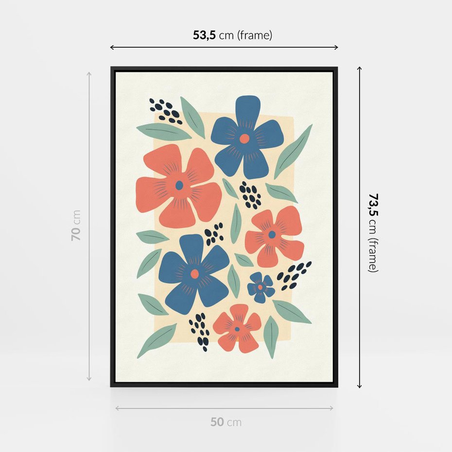 Obraz w ramie 50x70 - Kolorowe liście tęsknot - minimalistyczny plakat, grafika - rama czarna