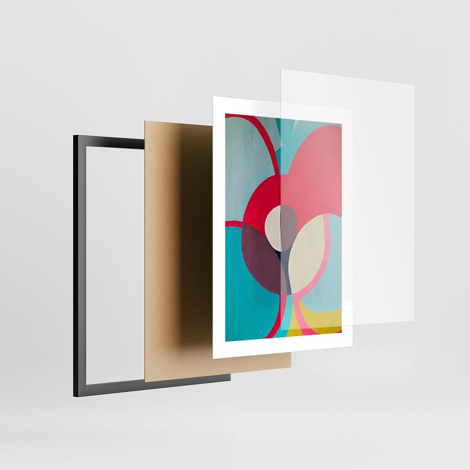 Plakat w ramie 30x40 - Kolorowe Odsłony Inspiracji - abstrakcyjny obraz, olejny - rama czarna