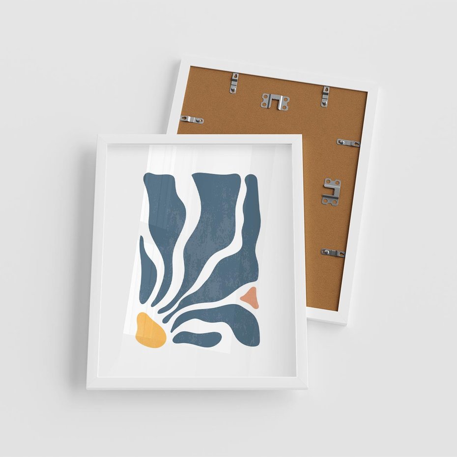 Plakat w ramie 40x50 - Szkice Kwiatowych Promieni - nowoczesna kwiatowa grafika, styl retro - rama biała