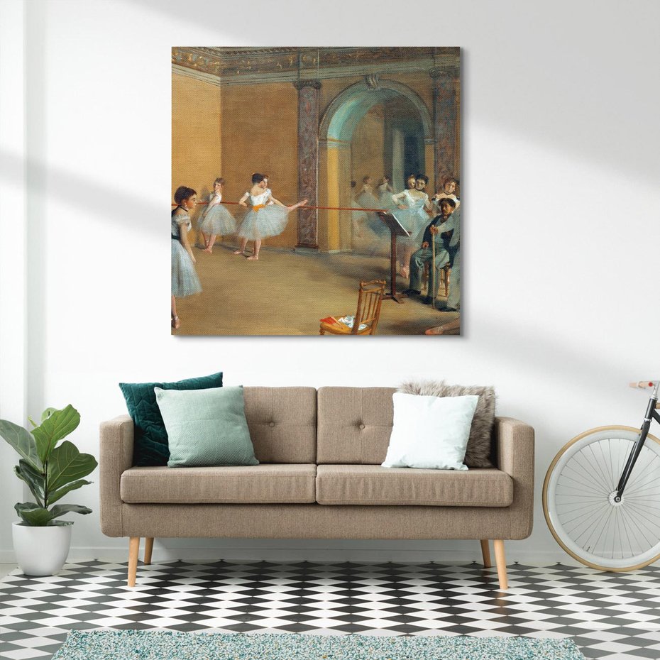 Obraz na płótnie 60x60 - The Dance Foyer at the Opera on the rue Le Peletier (1872), Edgar Degas - Reprodukcja - reprodukcja, obraz na płótnie