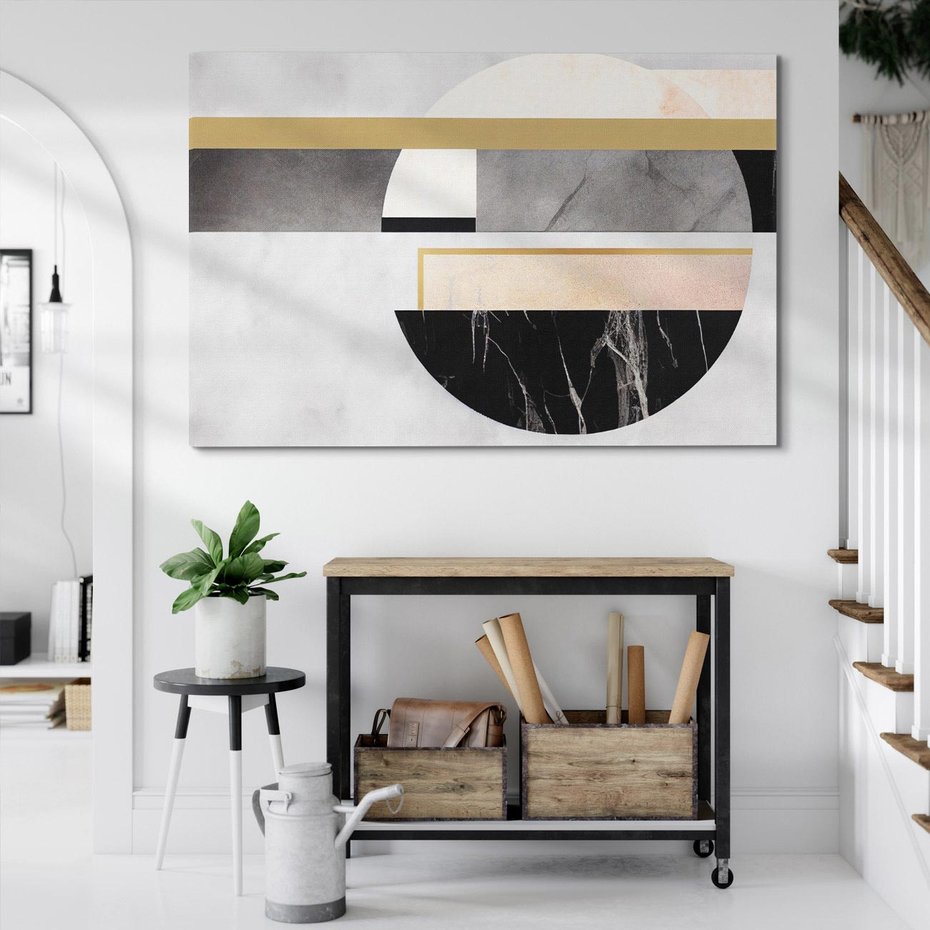 Obraz na płótnie 120x80 - Biało-Czarne Formy - nowoczesna geometria, koło