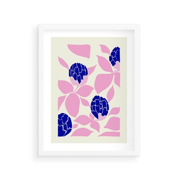 Plakat w ramie 40x50 - Impresje deszczu - nowoczesna kompozycja, kwiaty - rama biała