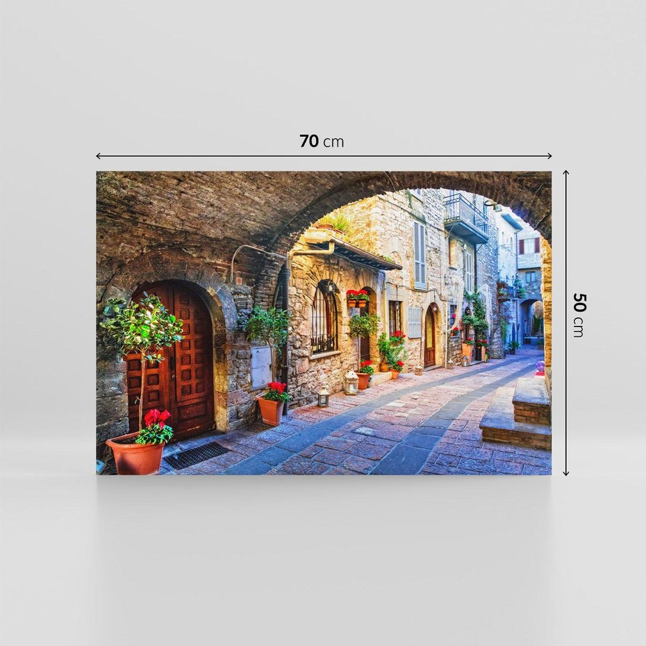 Obraz na płótnie 70x50 - Kwiecista uliczka - uliczka, miasto