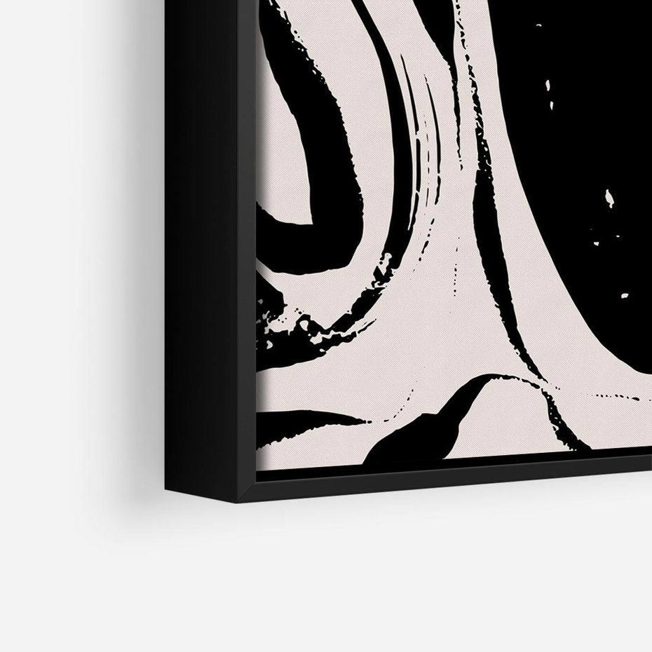 Obraz w ramie 50x50 - Wibracje w ciemnościach duszy - czarno biała abstrakcja, nieregularne rozmyte linie - rama czarna