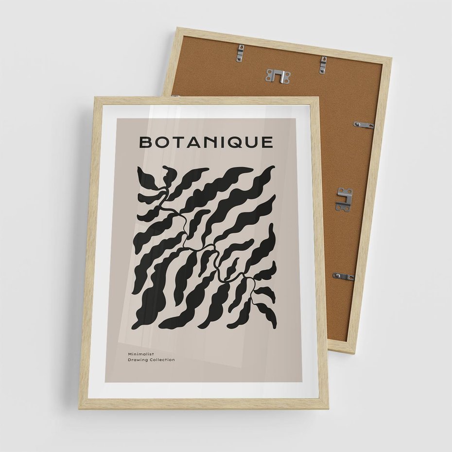 Plakat w ramie 50x70 - Księga Odbić - abstrakcyjne liśćie, roślinne motywy - rama drewno