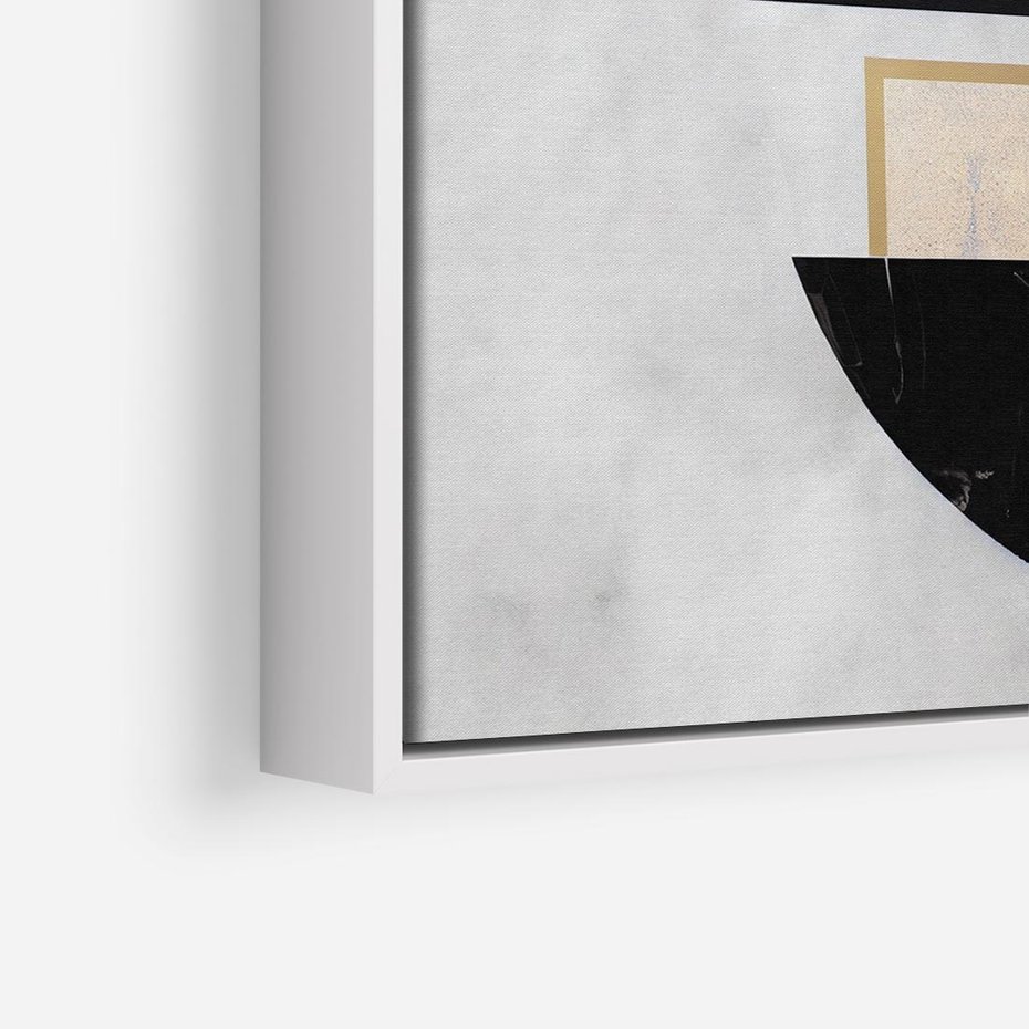 Obraz w ramie 50x50 - Biało-Czarne Formy - nowoczesna geometria, koło - rama biała