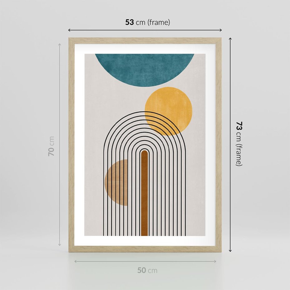 Plakat w ramie 50x70 - Wewnętrzne Labirynty Form - styl mid century, nowoczesna sztuka - rama drewno