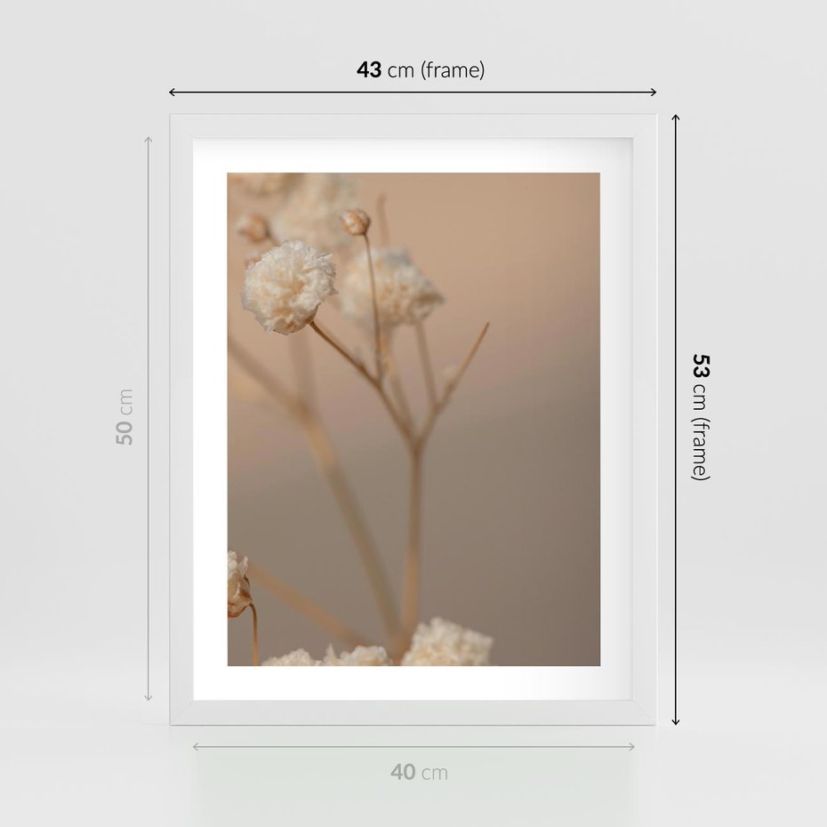 Plakat w ramie 40x50 - Subtelna gipsówka - gipsówka, suche - rama biała