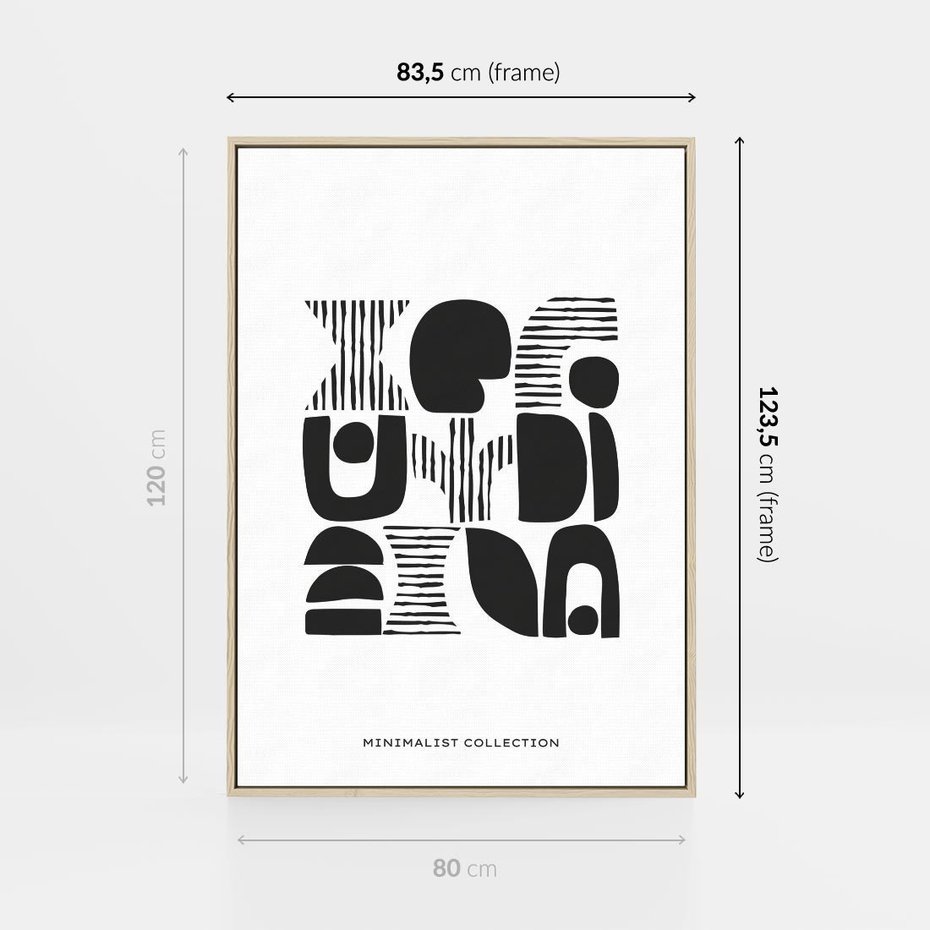 Obraz w ramie 80x120 - Taniec Dziwacznych Kresek - minimalistyczny plakat, czarno biały - rama drewno