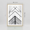 Plakat w ramie 50x70 - Elegancja Współczesnej Architektury: Wieżowiec w Monochromii - nowoczesna architektura, czarno biała fotografia - rama drewno