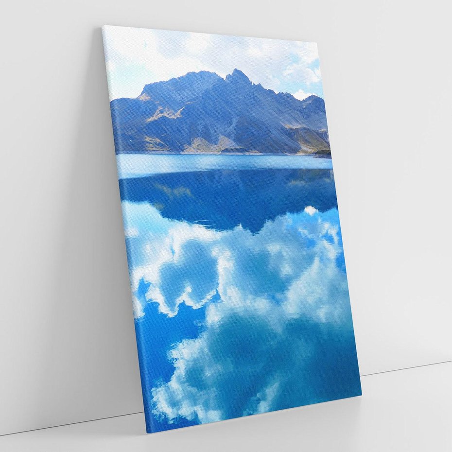 Obraz na płótnie 70x100 - Jezioro - Góry, chmury i niebo - jezioro, góry