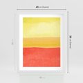 Plakat w ramie 40x50 - Rozmyte Odbicia - kolorowe akwarelowe pasy, odcienie żółci i czerwieni - rama biała