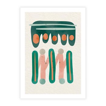 Plakat bez ramy 50x70 - Zaklęte Wzory Natury - przypadkowe abstrakcyjne wzory, pomarańczowy i zielony