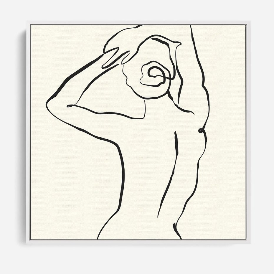 Obraz w ramie 80x80 - Tajemniczy Rytm - kobieta, posąg - rama biała