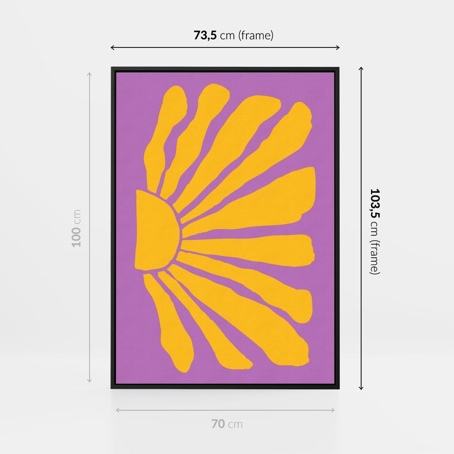 Obraz w ramie 70x100 - Podróżne Kontury - abstrakcyjny plakat, intensywne różowe tło - rama czarna