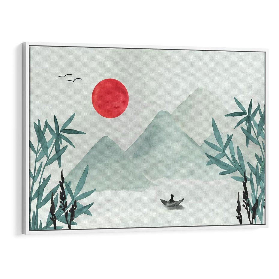 Obraz w ramie 120x80 - Zaklęte Wzgórza - krajobraz, japonia - rama biała