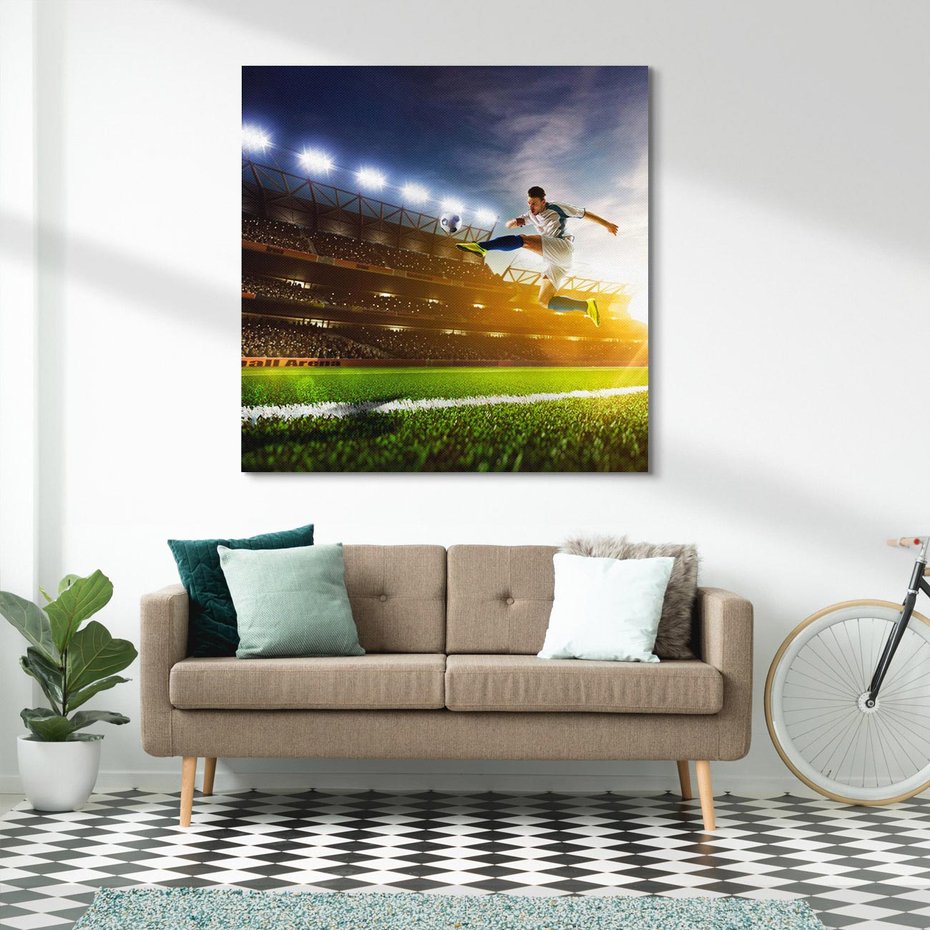 Obraz na płótnie 60x60 - Gol! Magia piłki nożnej - gol, piłka