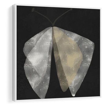 Obraz w ramie 80x80 - Obce Powidoki - abstrakcyjna ćma, mroczna atmosfera - rama biała