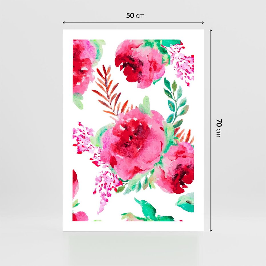 Plakat bez ramy 50x70 - Delikatna Akwarela - kwiaty, akwarela