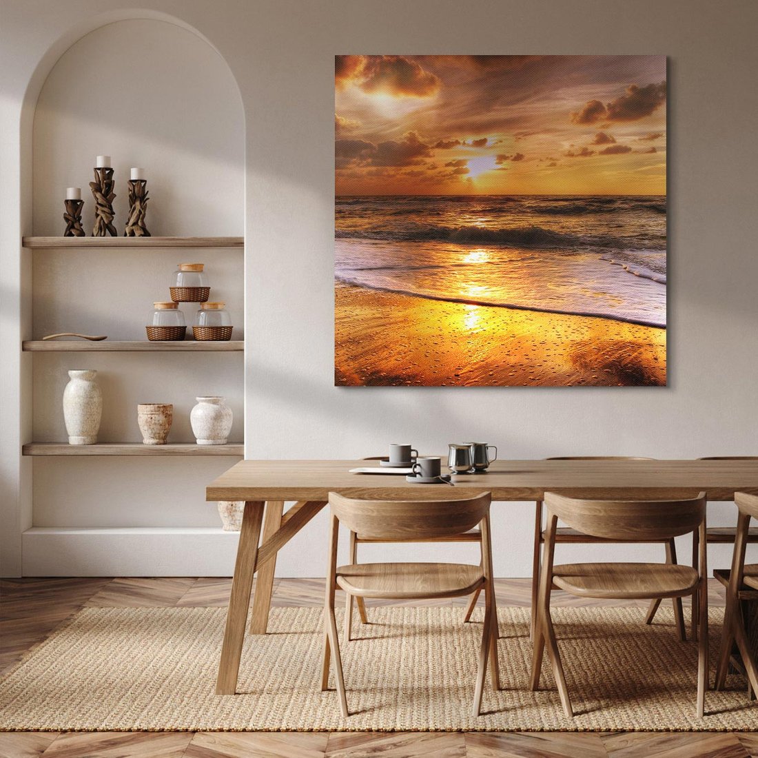 Obraz na płótnie 60x60 - Tropikalna wyspa nad oceanem - zachód, słońca