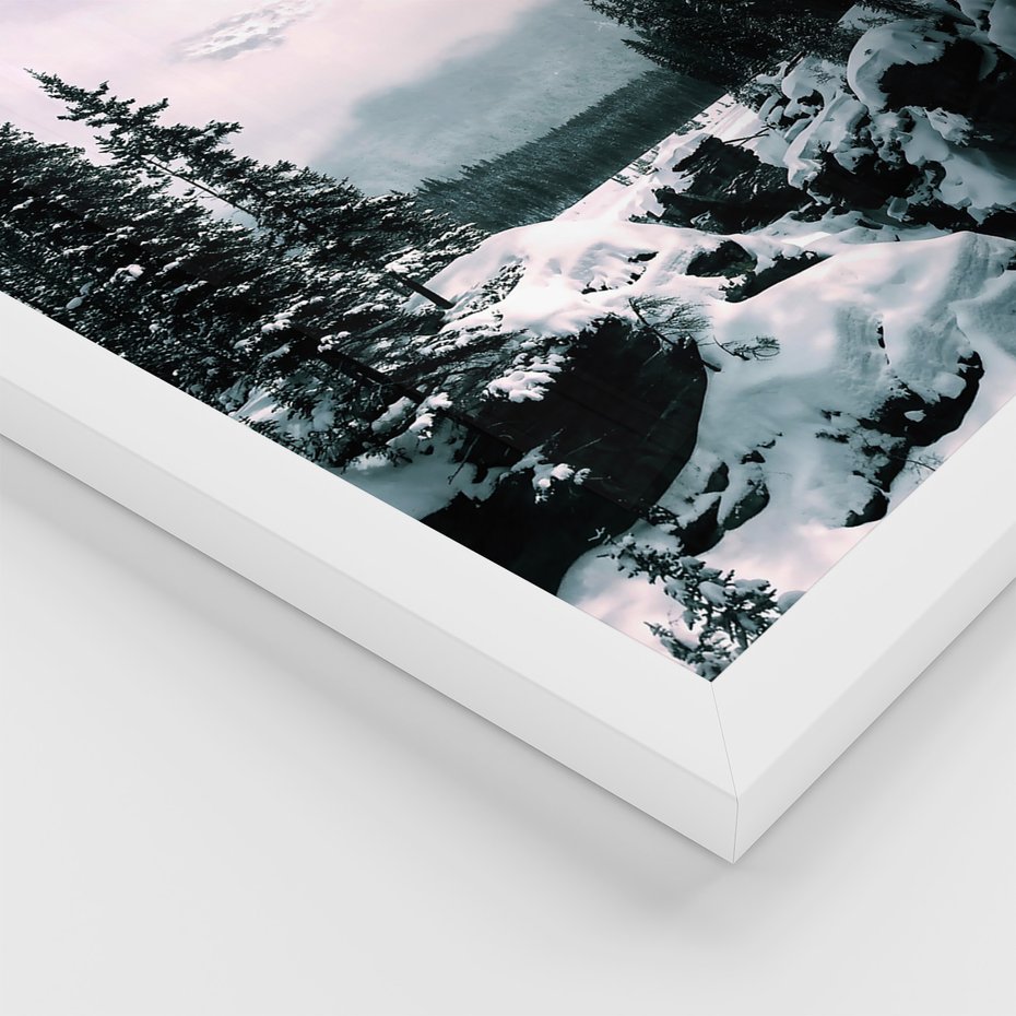 Zestaw obrazy w ramie 50x70 galeria - Motywacja, cytat, napis, góry - rama biała