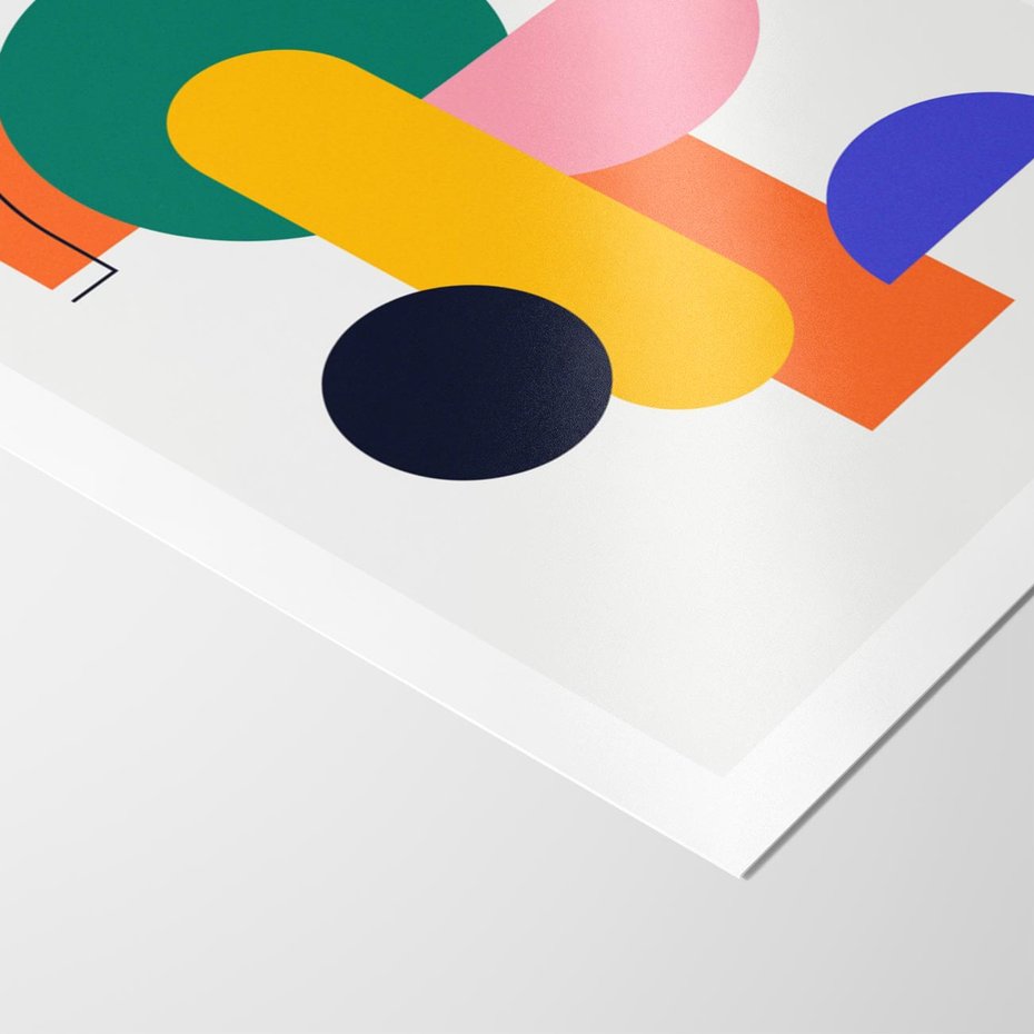 Plakat bez ramy 50x70 - Harmonijne Przenikanie Form - nowoczesna sztuka, geometryczna kolorowa grafika