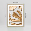 Plakat w ramie 50x70 - Siła Natury - złote, liście - rama drewno