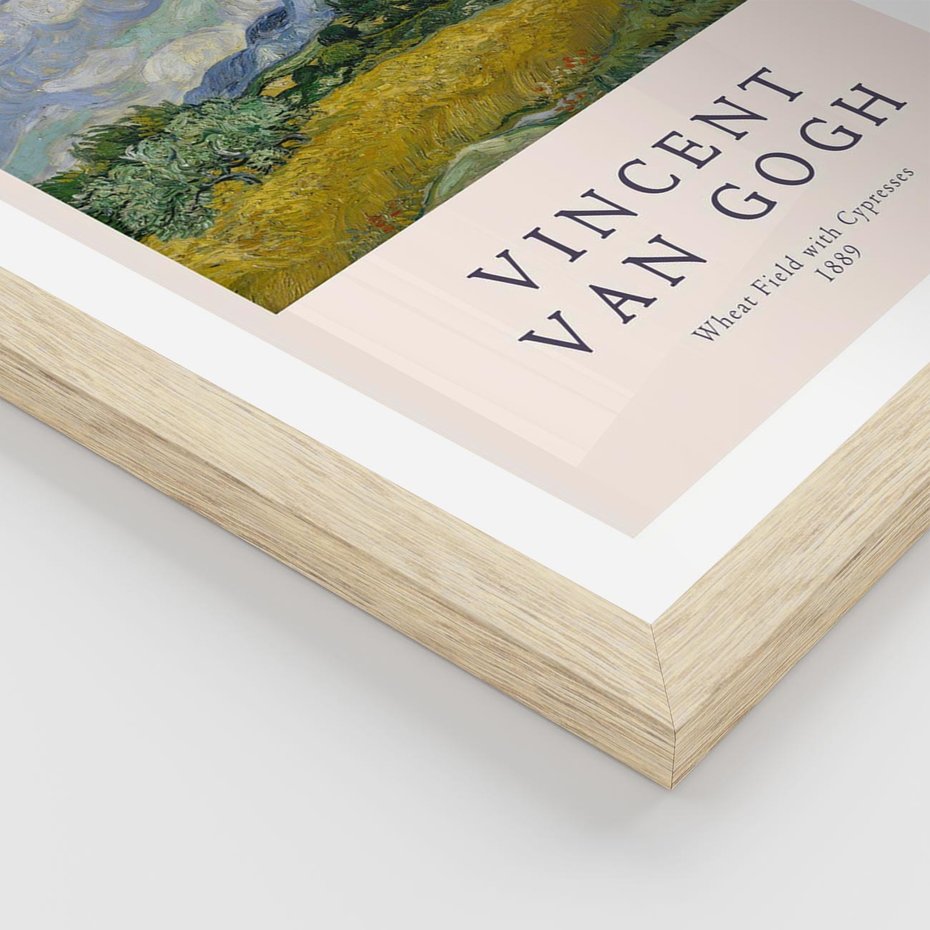 Plakat w ramie 50x70 - Pole z Cyprysami - reprodukcja obrazu, van gogh - rama drewno