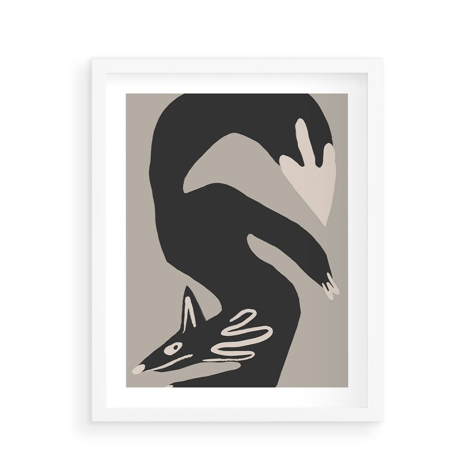 Plakat w ramie 40x50 - Ekspresja Skandynawskiego Światła - skandynawska sztuka, lis - rama biała