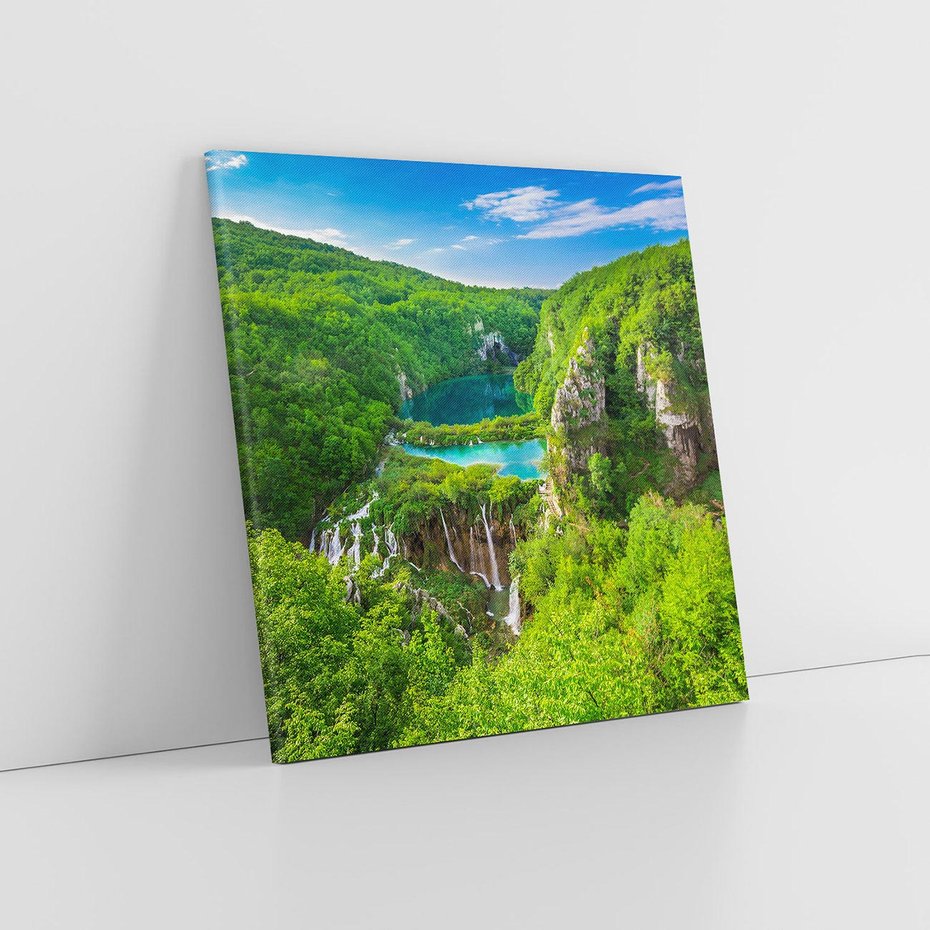 Obraz na płótnie 40x40 - Jeziora Pitwickie: urok Chorwacji - Jeziora, Pitwickie