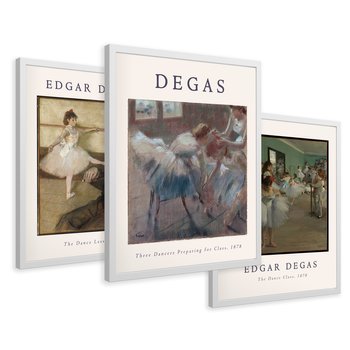 Zestaw obrazy w ramie 40x50 galeria - Degas, impresjonizm, baletnice - rama biała