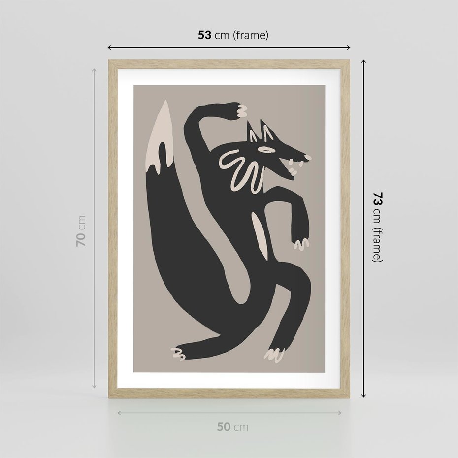 Plakat w ramie 50x70 - Strukturalne Odbicia Północy - skandynawska sztuka, lis - rama drewno