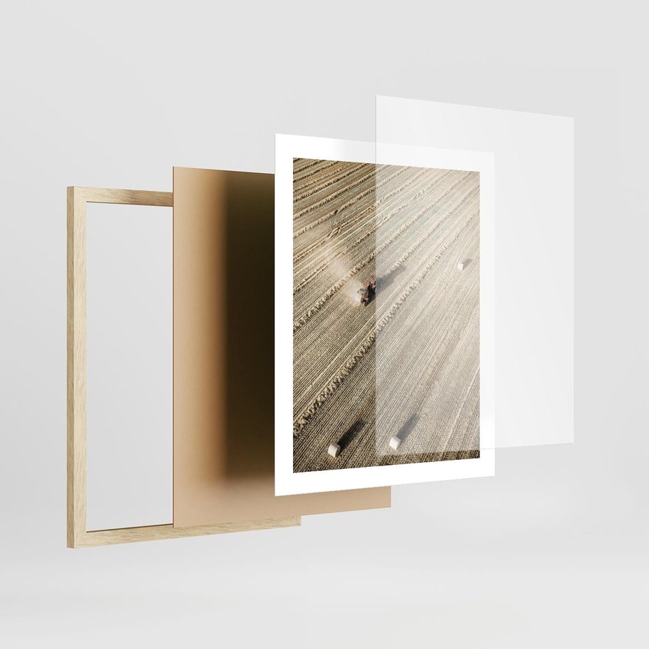 Plakat w ramie 40x50 - Rolnicza Praca - pole, traktor - rama drewno