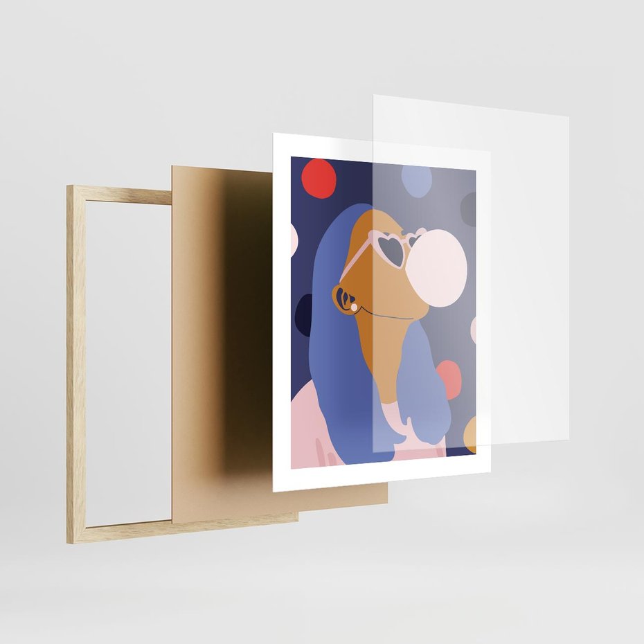 Plakat w ramie 40x50 - Odbicie Kobiety - nowoczesny plakat, styl retro - rama drewno