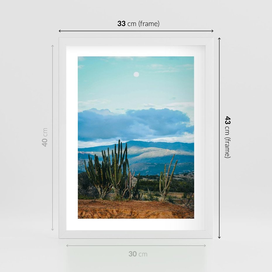 Plakat w ramie 30x40 - Malowniczy Pejzaż - pustynia, pejzaż - rama biała