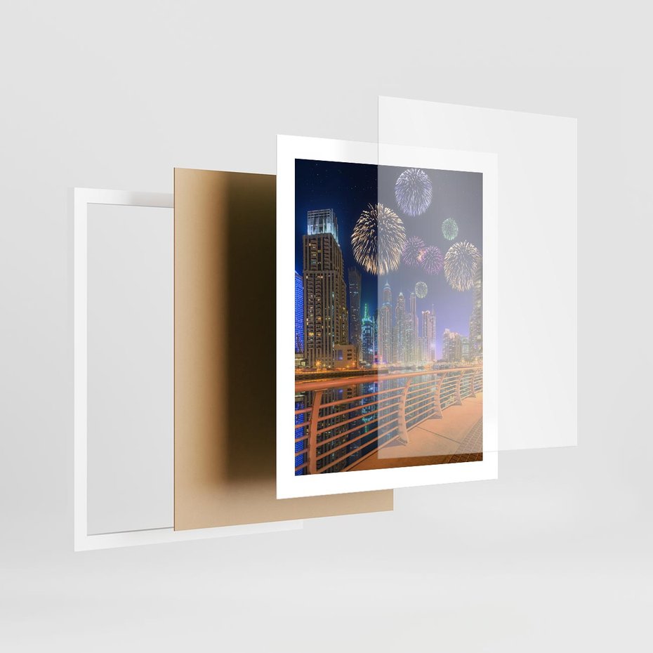 Plakat w ramie 40x50 - Fajerwerki Nowego Roku - nowy rok, fajerwerki - rama biała